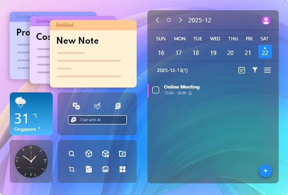 Desktop Organizer met uitgebreide widgets